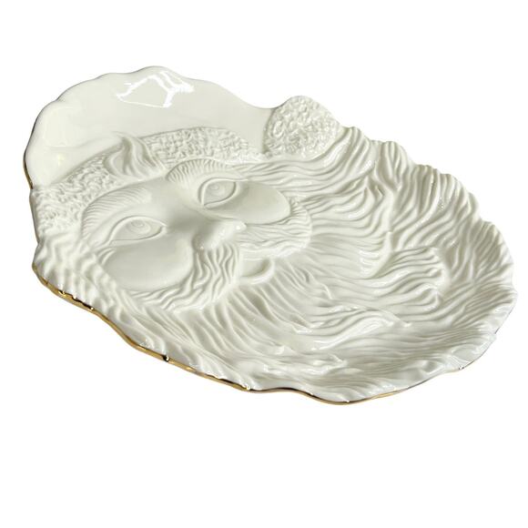 Mikasa Santas Cookie Plate 10" Christmas Holiday Porcelain Santa Face Gold Trim - Picture 2 of 10